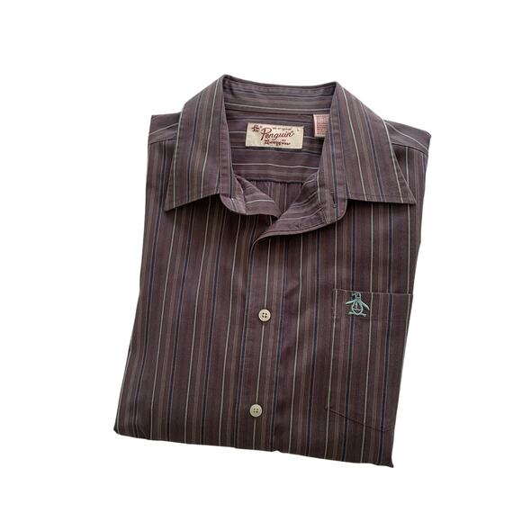 Original Penguin Men’s Striped Long Sleeve Button Down Shirt Size Large - Picture 9 of 9